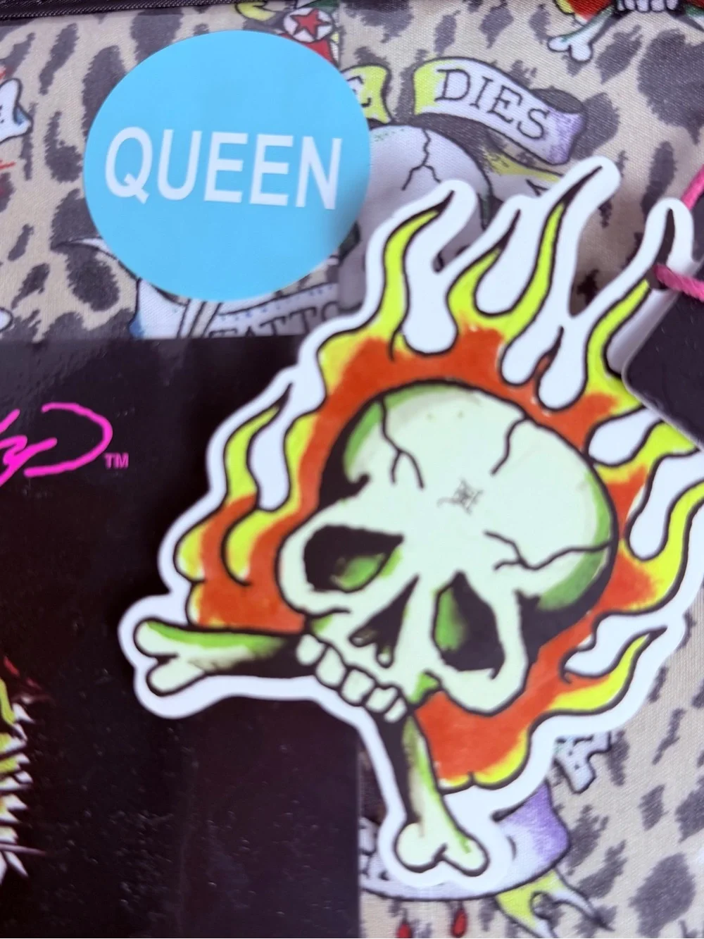 Ed Hardy Leopard Skull & Tiger Queen Sheet Set in Beige, Black, Red
